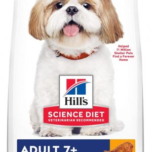 Hill’s Science Diet Adult 7+, Senior Adult 7+ Premium Nutrition, Small Kibble, Dry Dog Food, Chicken, Brown Rice, & Barley, 15 lb Bag
