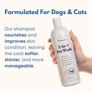 Dog and Cat Shampoo and Conditioner for Dogs and Cats – Best 5 in 1 Fresh Pet Wash – Natural Ingredients Perfect for Sensitive Skin – Cleans, Conditions, Detangles, and Moisturizes – 16OZ